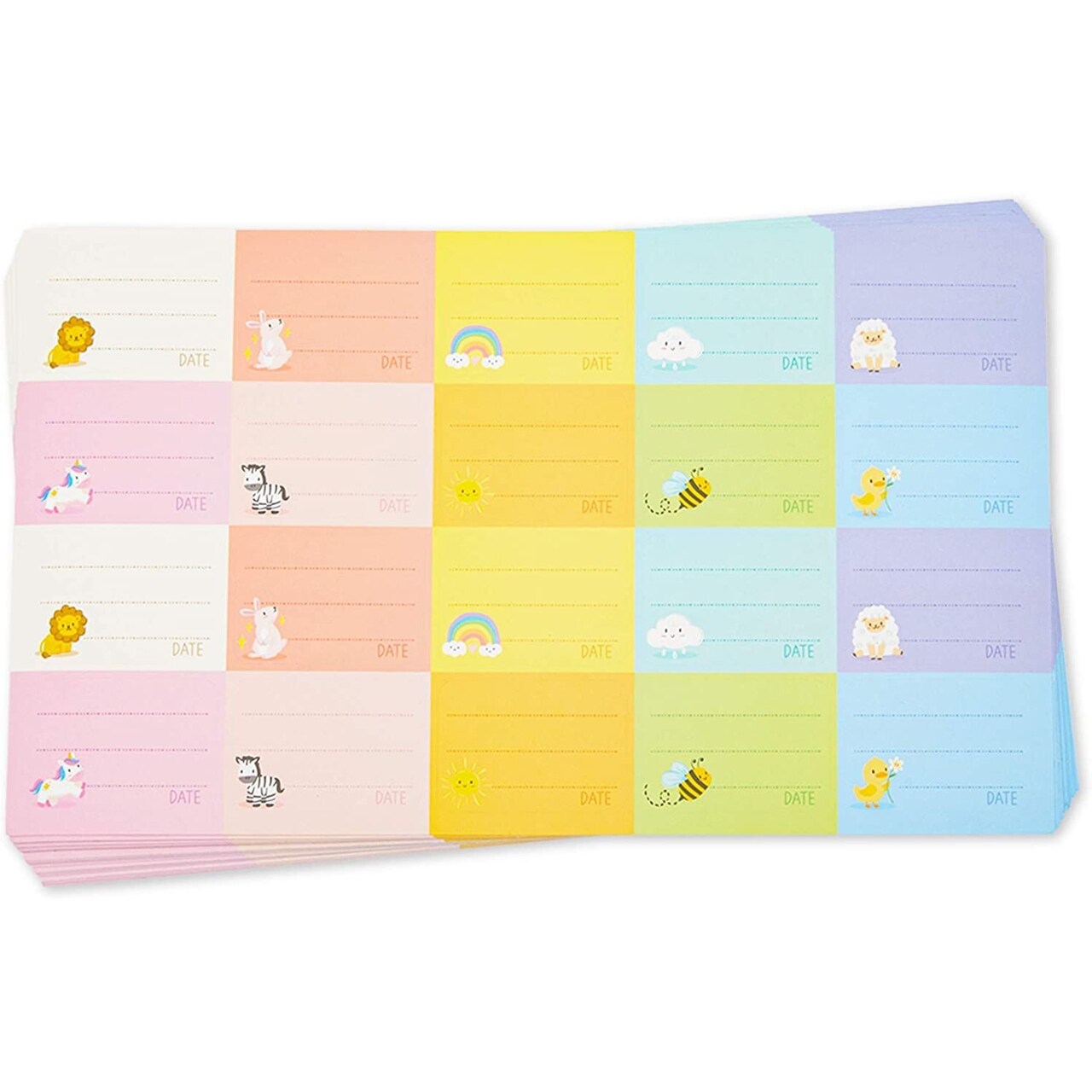 Removable Baby Bottle Labels for Daycare, 25 Sheets (10 Colors, 500 Pieces)
